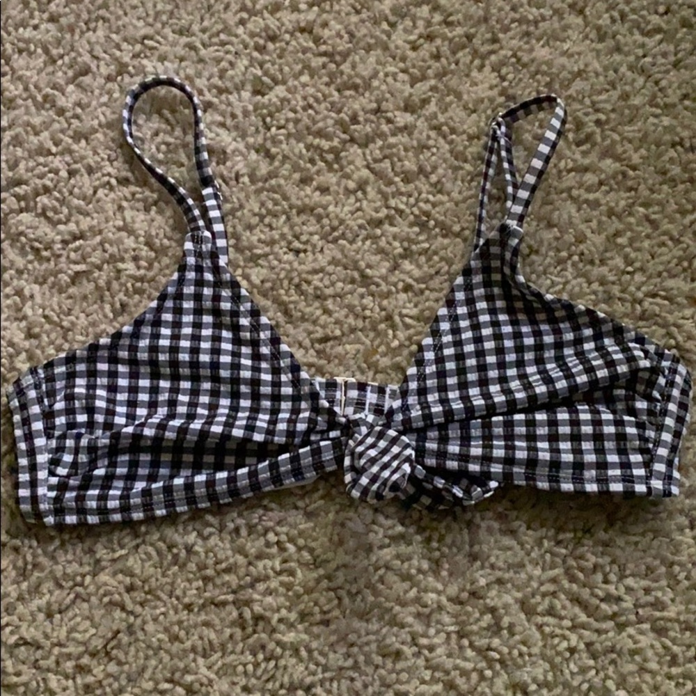 Black and White Gingham Print Bikini Top